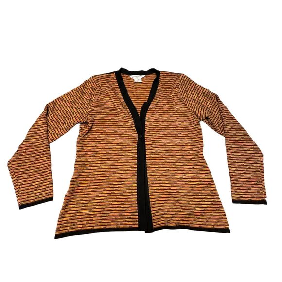 Exclusively Misook Petite Cardigan Womens Size PS Orange Brown Marled One Button - Picture 1 of 4